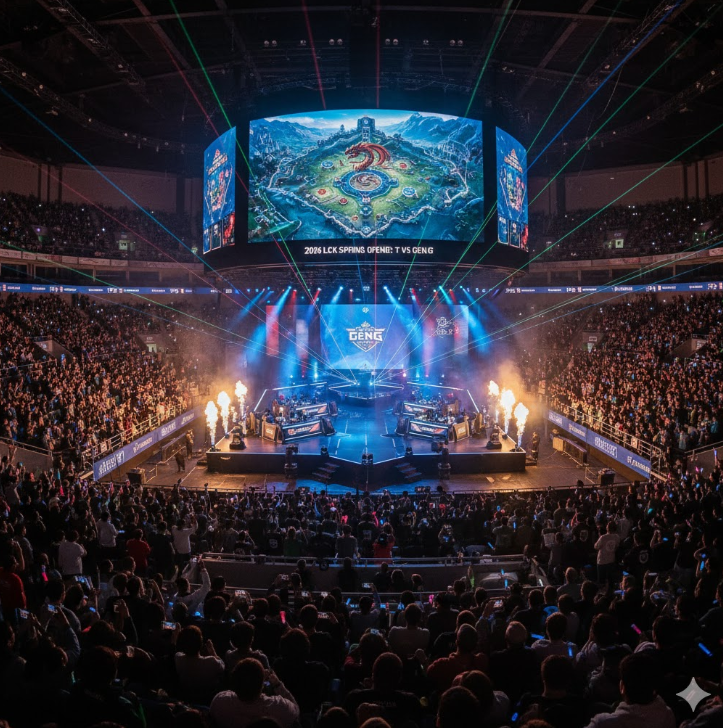 2026 LCK 개막전 T1 vs Gen.G 경기장 전경. 2026 LCK 개막전 T1 vs Gen.G 경기장 전경.