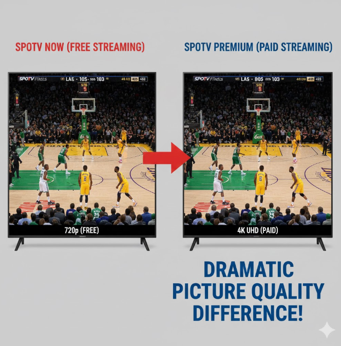 NBA 무료 vs 유료 중계 화질 비교 스크린샷 NBA 무료 vs 유료 중계 화질 비교 스크린샷
