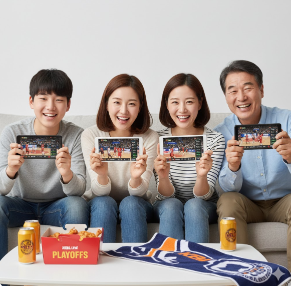 KBL 프로농구를 사랑하는 다양한 세대의 팬들이 한자리에 모여 실시간 경기를 즐기는 행복한 순간을 담고 있습니다. KBL 프로농구를 사랑하는 다양한 세대의 팬들이 한자리에 모여 실시간 경기를 즐기는 행복한 순간을 담고 있습니다.